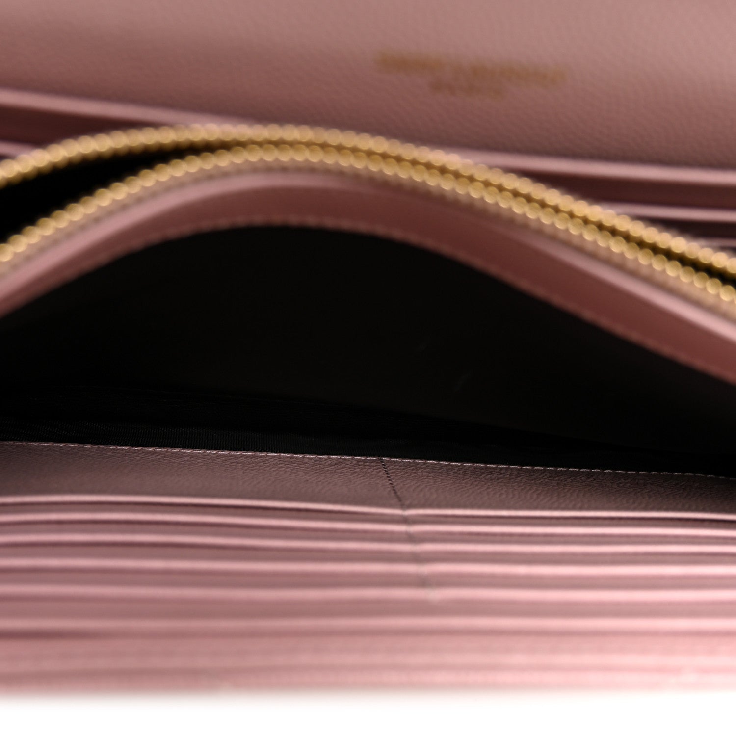 Saint Laurent Grain De Poudre Matelasse Chevron Monogram Chain Wallet Tender Pink 5 of 10