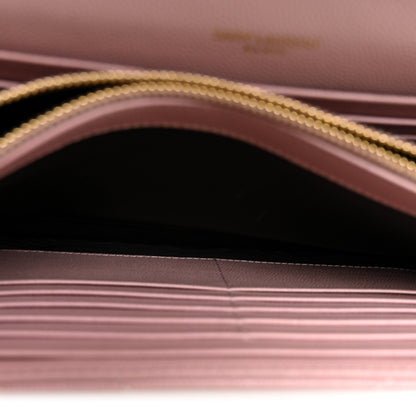 Saint Laurent Grain De Poudre Matelasse Chevron Monogram Chain Wallet Tender Pink 5 of 10