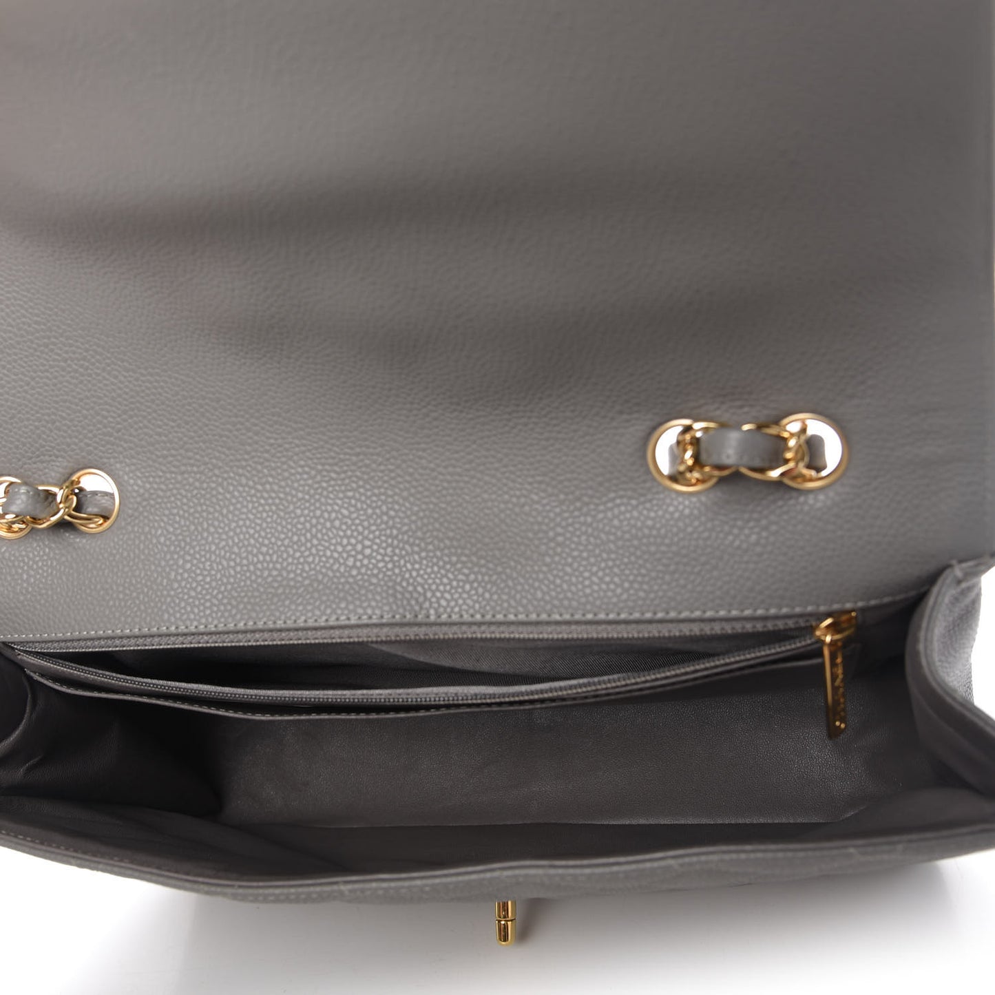 Caviar Quilted Jumbo Single Flap Grey