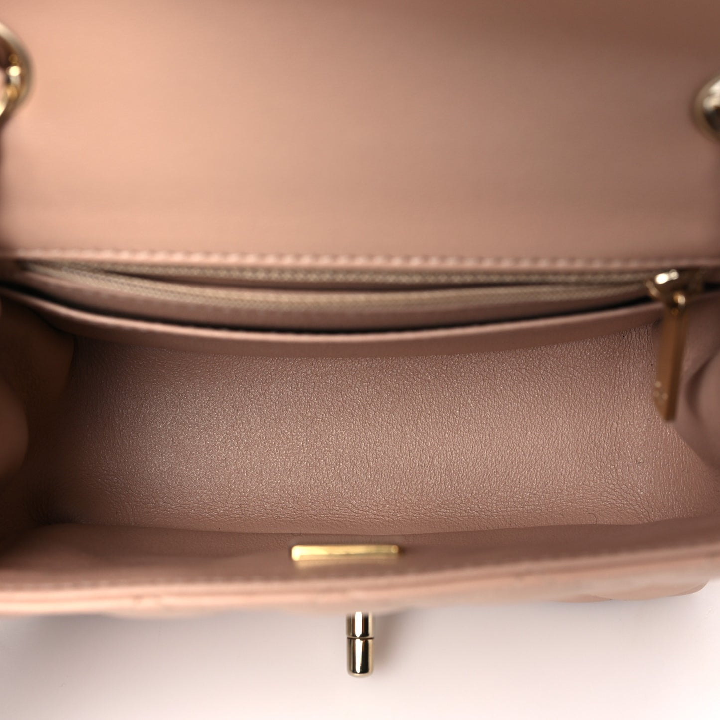 Lambskin Quilted Mini Square Flap Beige