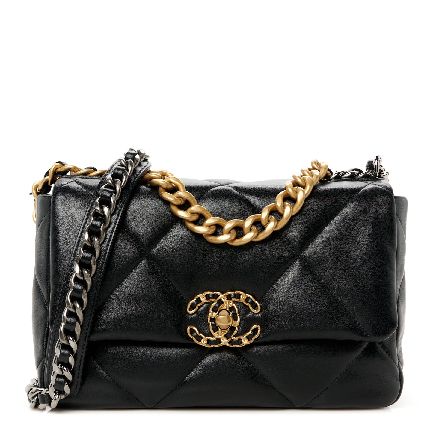 Lambskin Quilted Medium Chanel 19 Flap Black