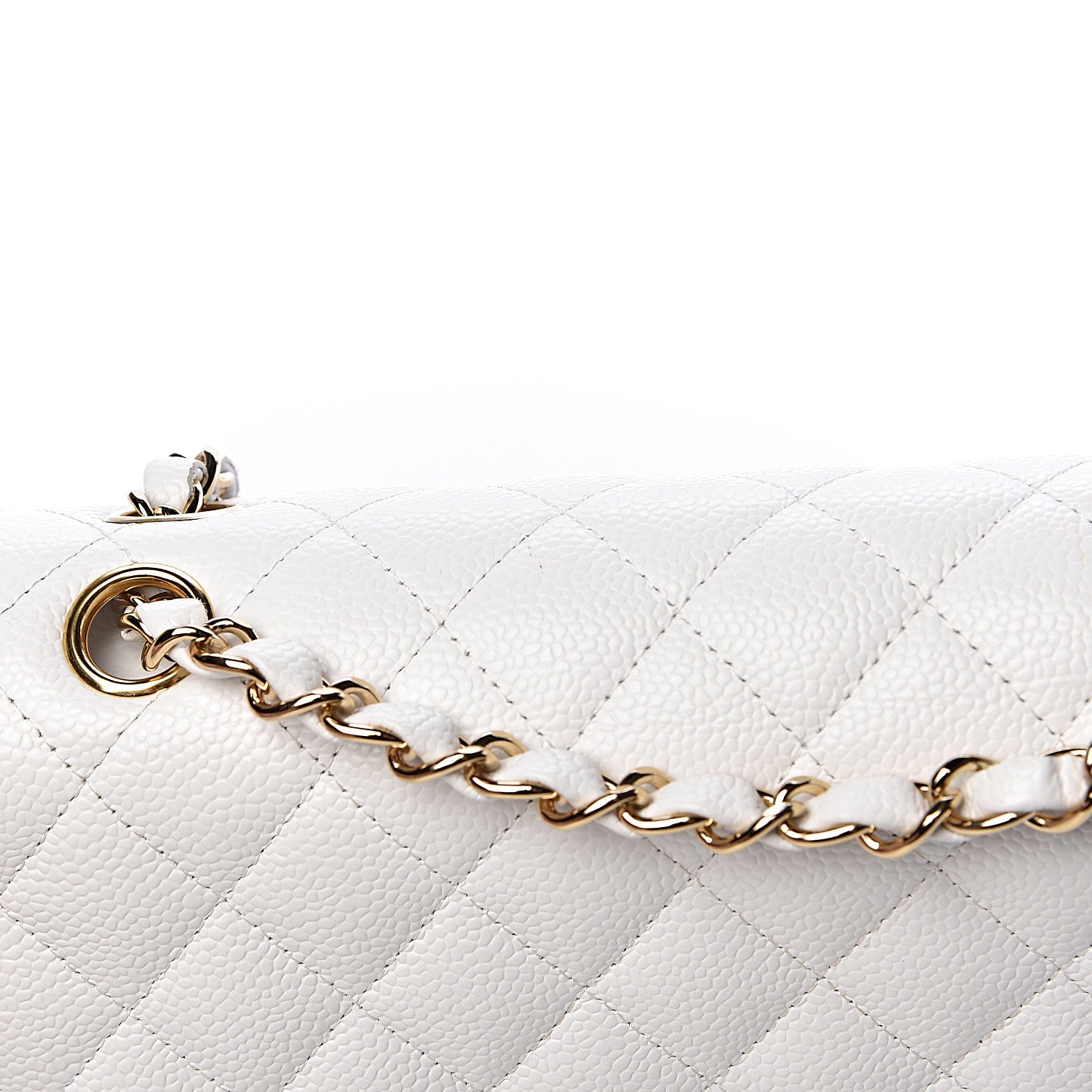Chanel Caviar Quilted Medium Double Flap White 14 of 15