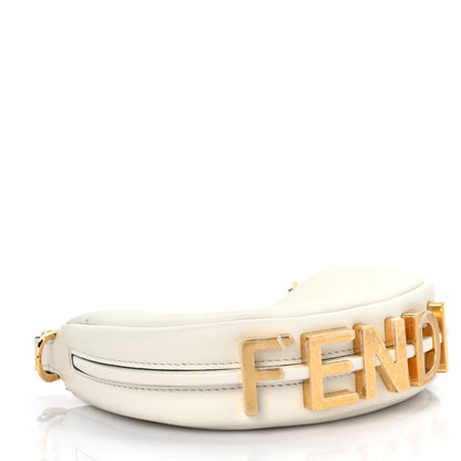 Fendi Vitello Grace Matte Nano Fendigraphy Hobo Charm White Ice 4 of 6