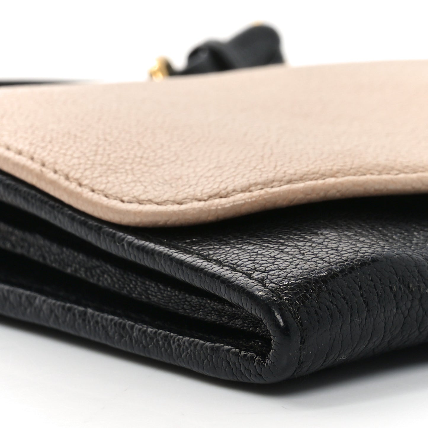 Goatskin Madras Bi-Color Wallet On Chain Beige Black