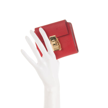 Chloe Grained Lambskin Drew Square Wallet Plaid Red 2 of 8