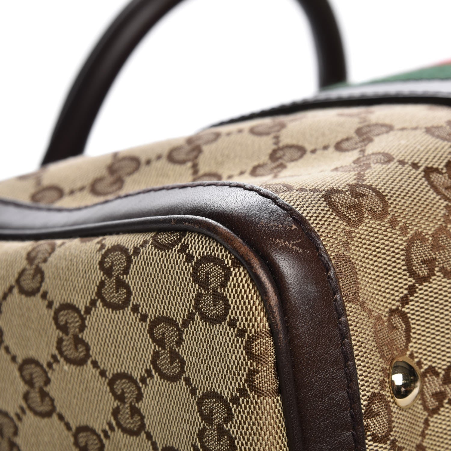 Gucci Monogram Vintage Web Medium Boston Dark Brown 11 of 12
