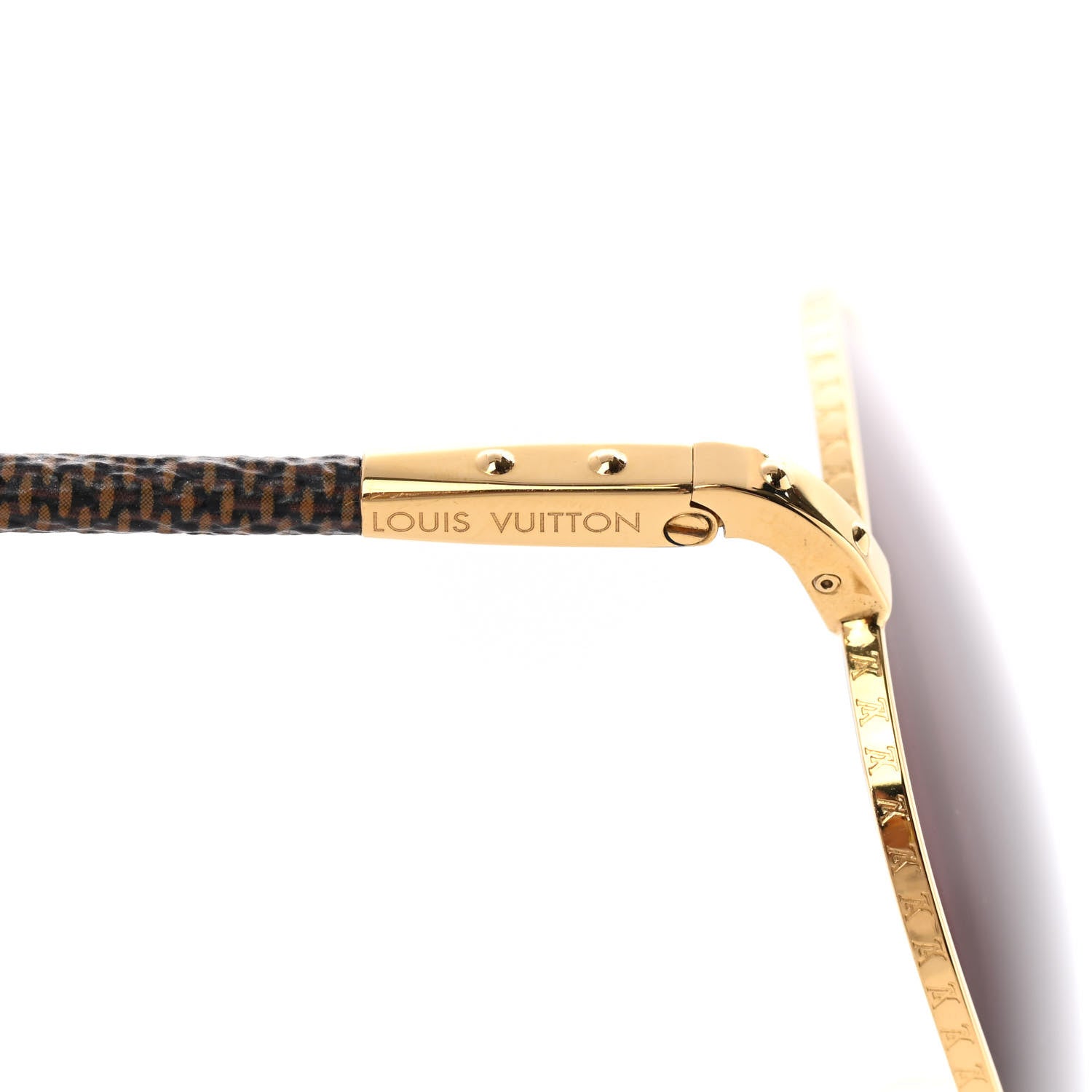 Louis Vuitton Damier Ebene Conspiration Pilote Aviator Sunglasses Z0202U Gold 7 of 9