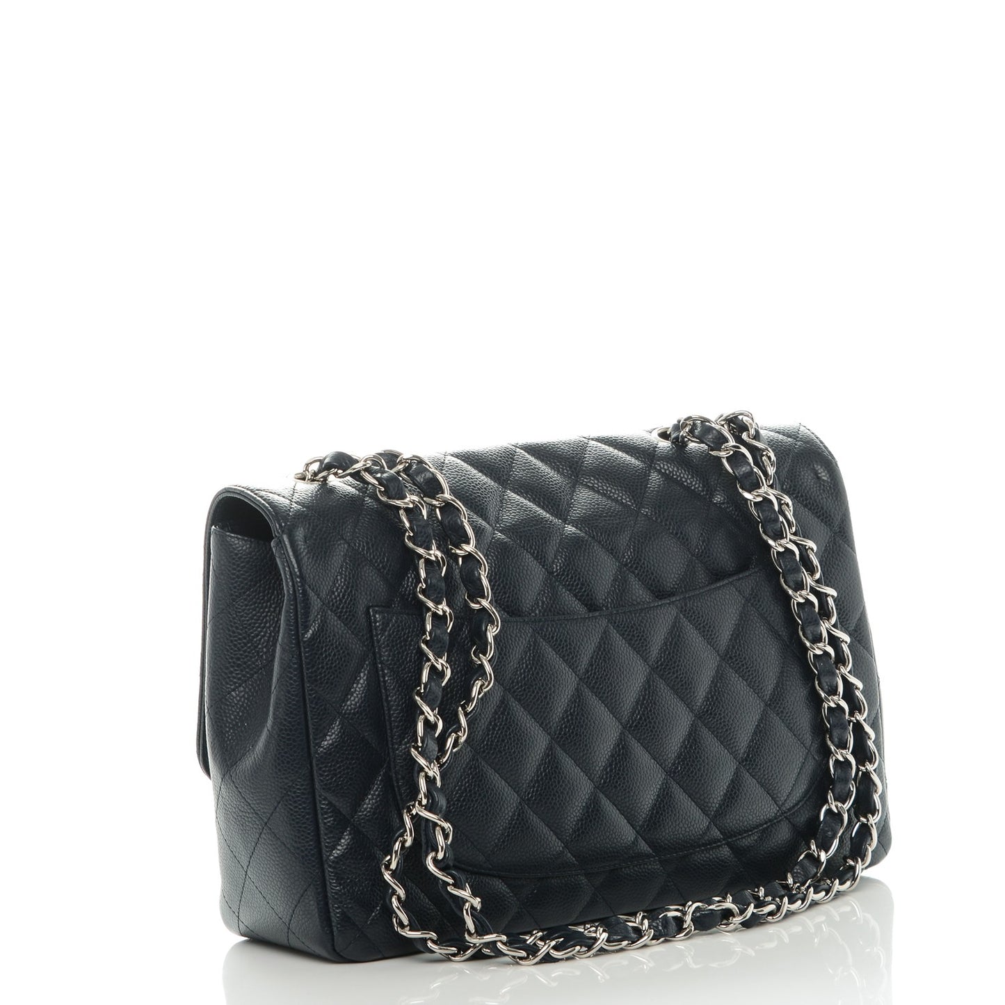 Caviar Jumbo Single Flap Navy Blue
