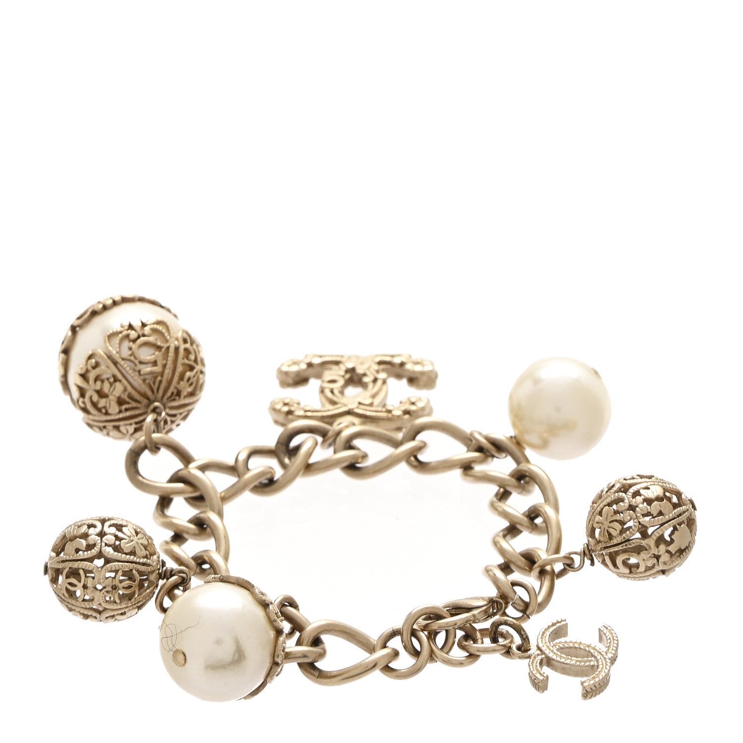 Chanel Metal Pearl CC Bracelet Gold 3 of 5