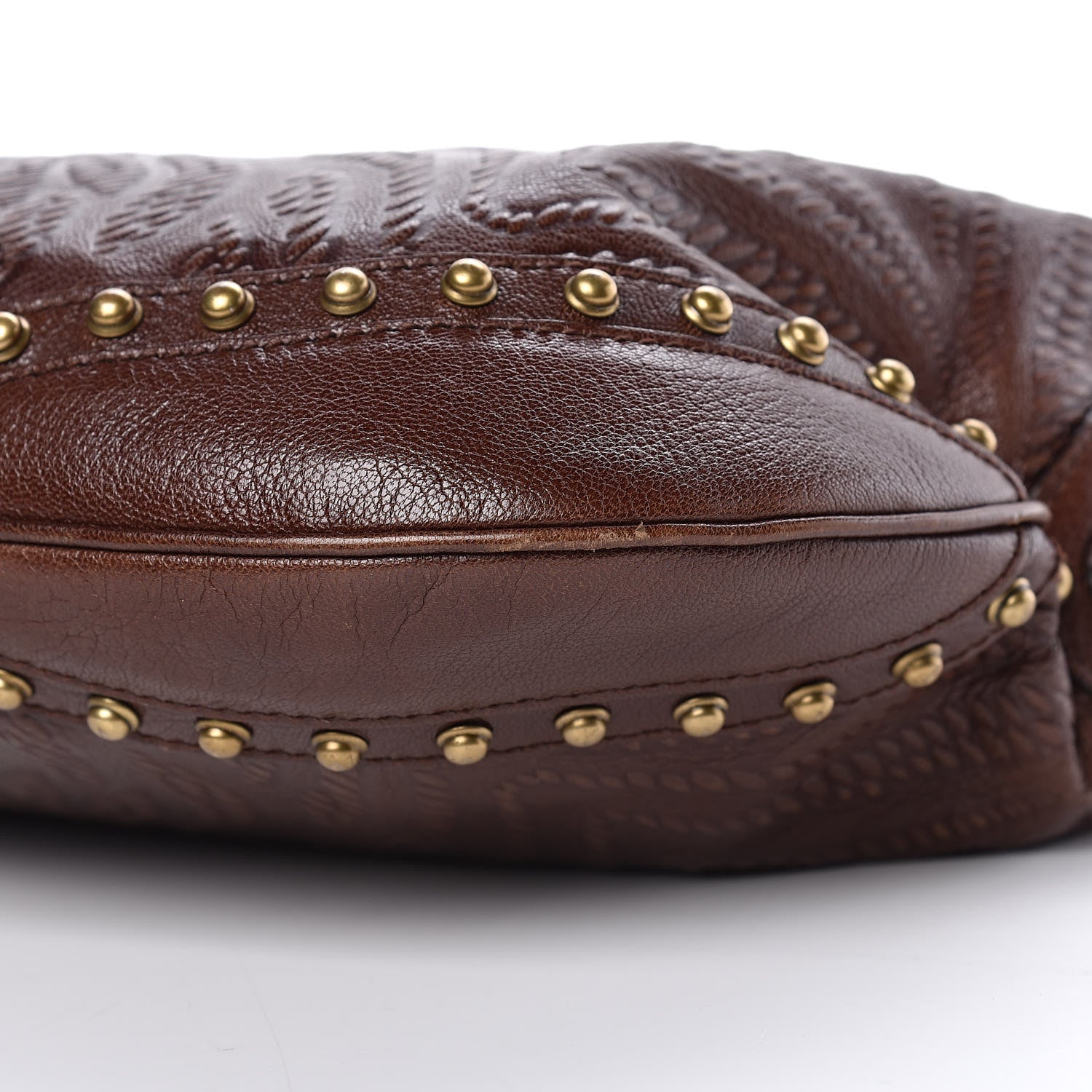Gucci Calfskin Embossed Studded Pelham Messenger Bag Dark Brown 9 of 9