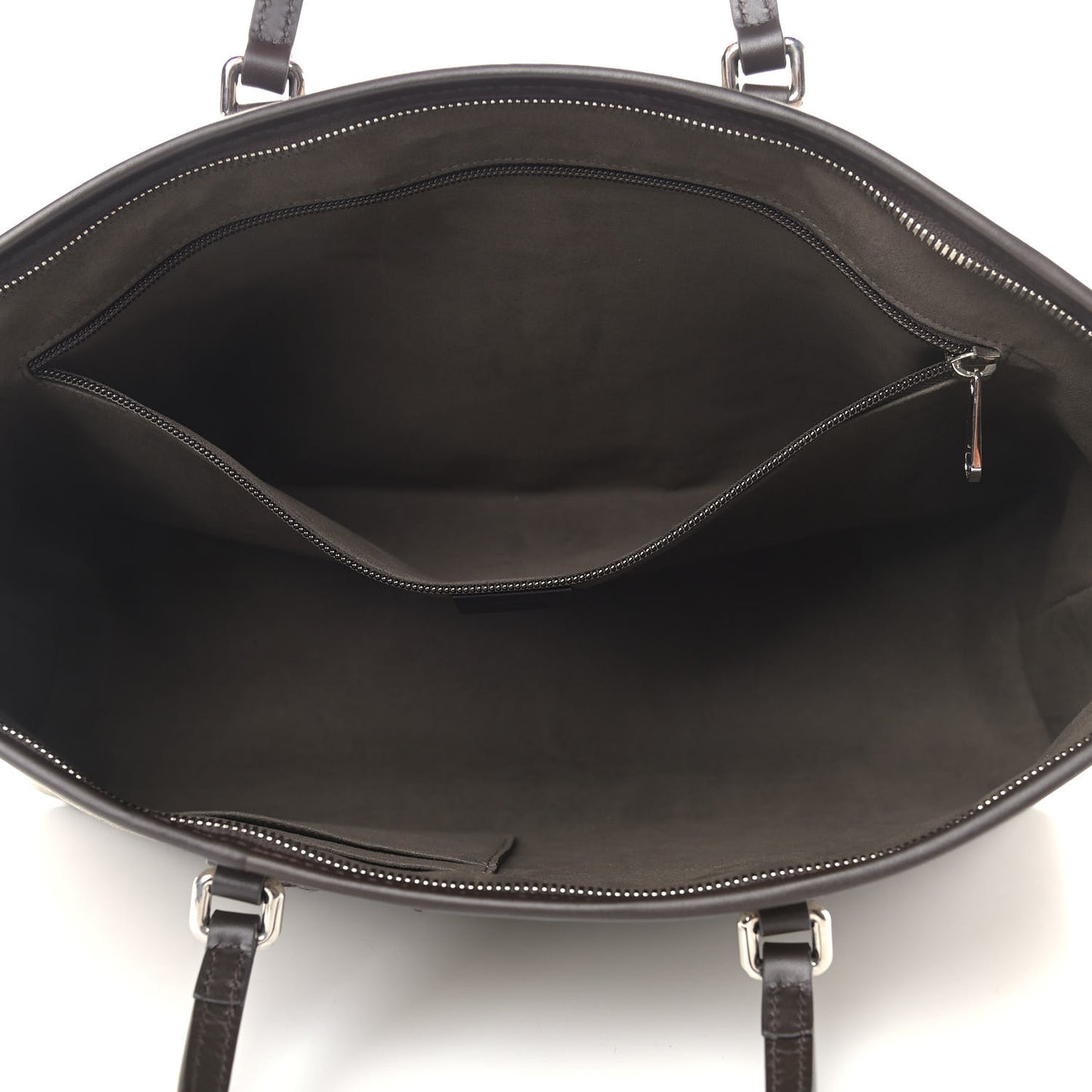 GG Supreme Monogram Medium Zippered Tote Dark Brown