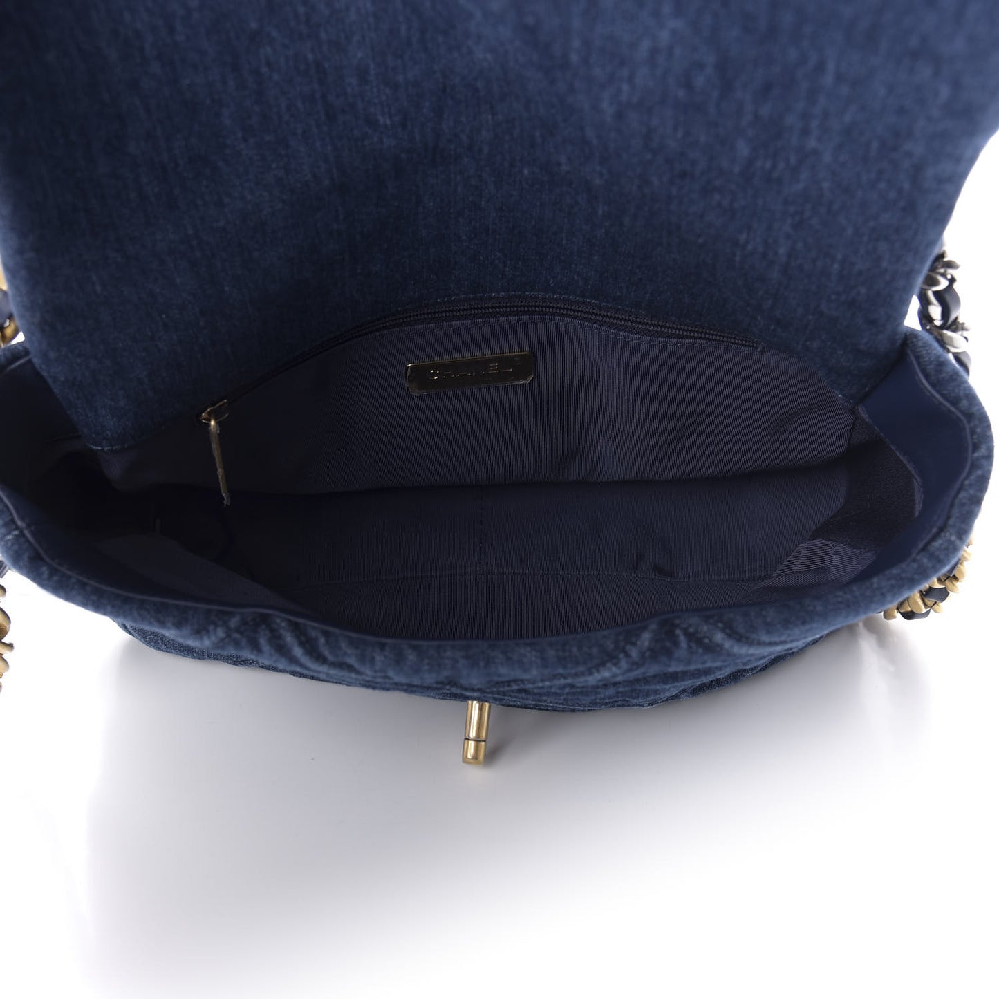 Denim Quilted Large Chanel 19 Flap Blue