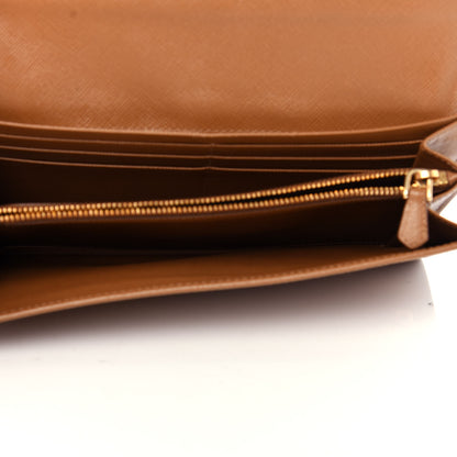 Prada Saffiano Metal Bar Flap Wallet Caramel 5 of 6