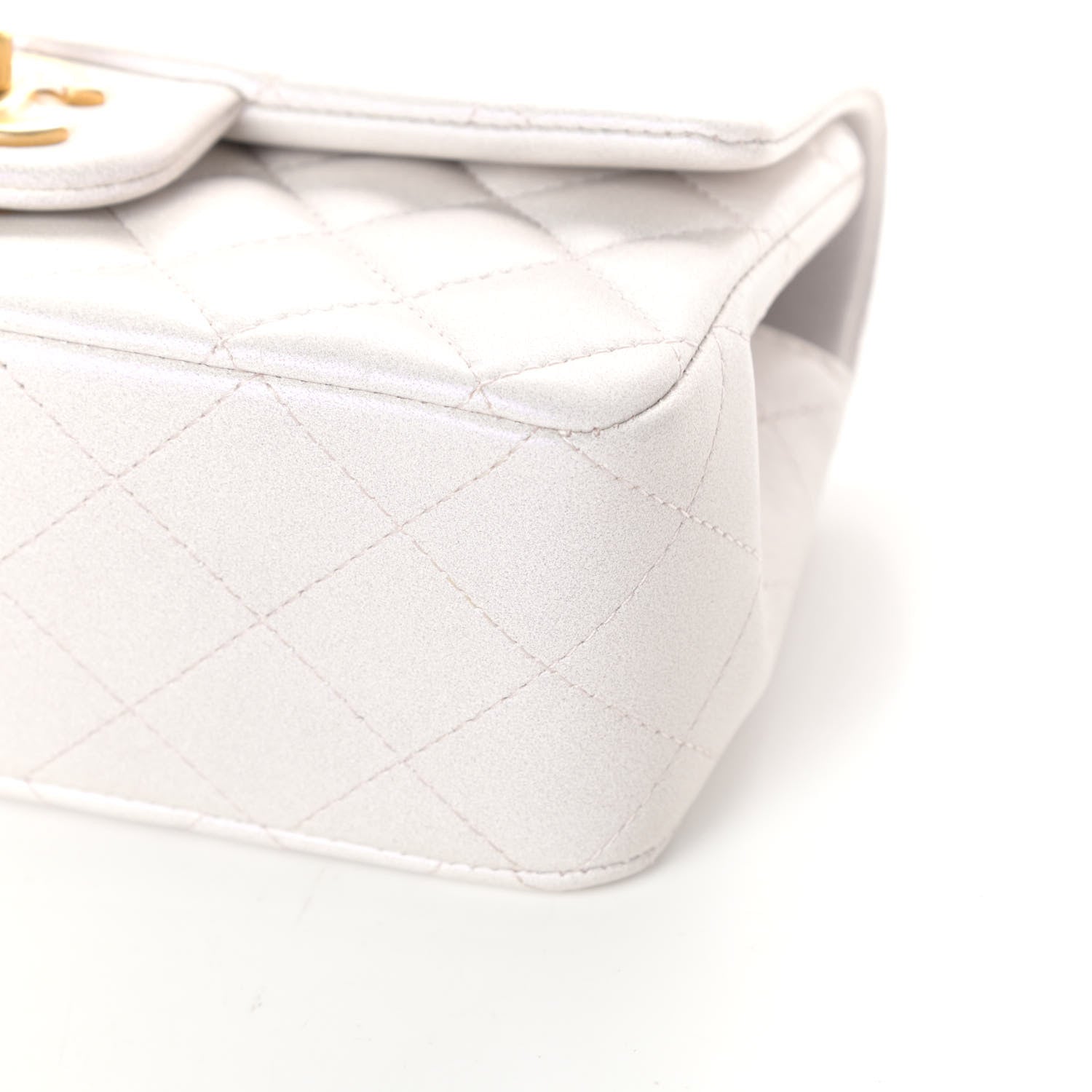 Chanel Iridescent Lambskin Quilted Mini Top Handle Rectangular Flap White 9 of 9