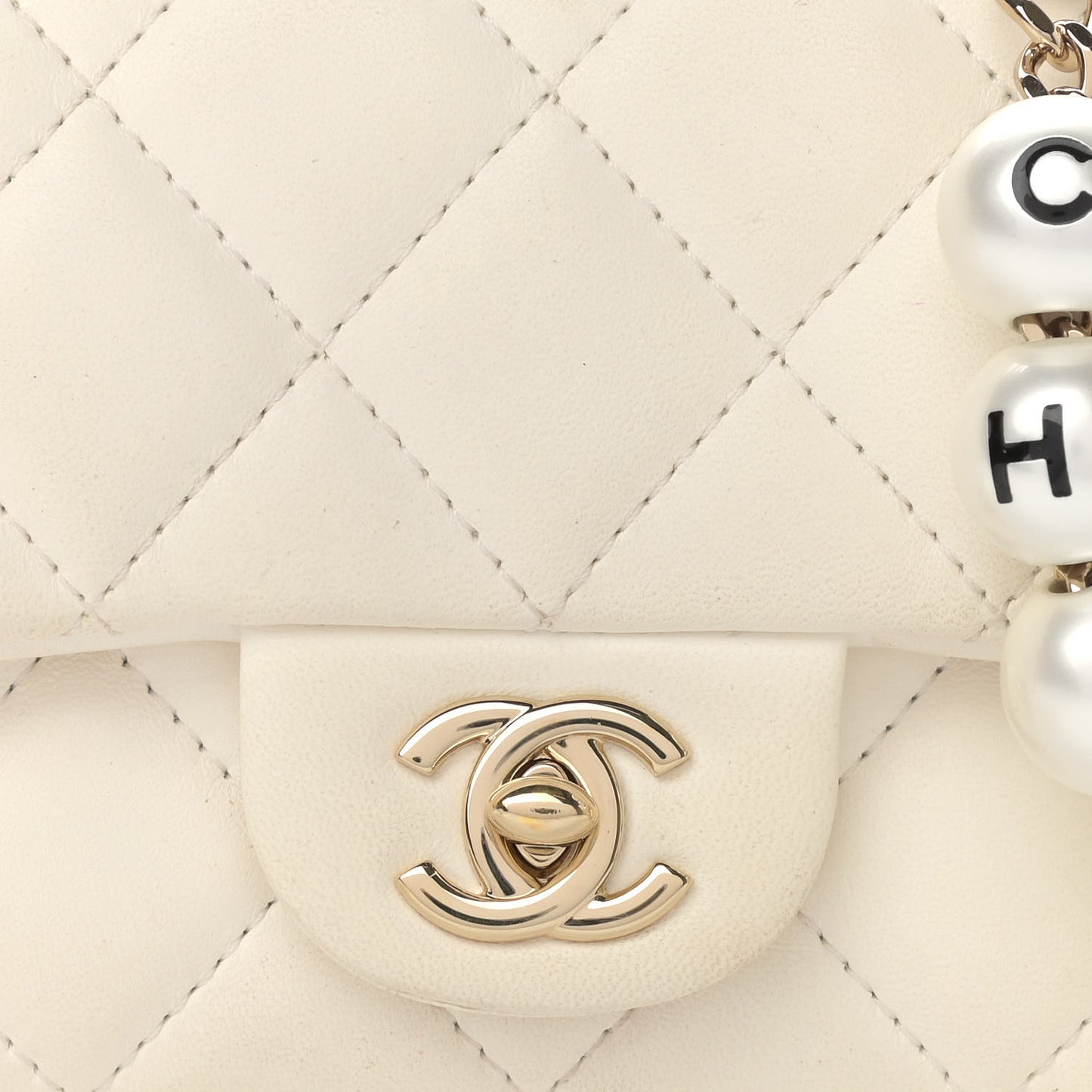 Lambskin Quilted Mini My Precious Flap White