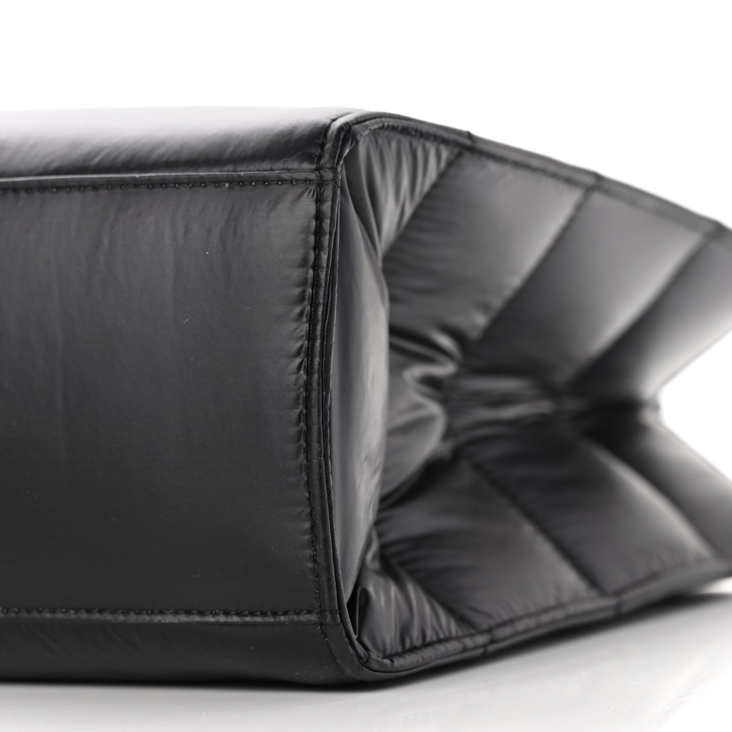 Nylon Medium Puff Shopping Bag Black