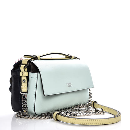 Fendi Vitello Dolce Flowers and Bows Bi-Color Scalloped Micro Double Baguette Blue Notte Fairy Green Multicolor 3 of 9