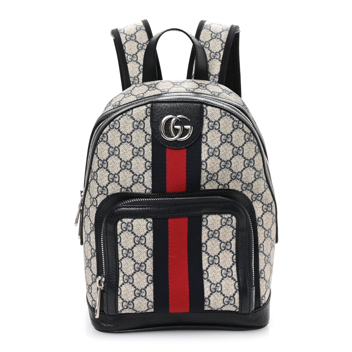 Gucci GG Supreme Monogram Textured Dollar Calfskin Web Small Ophidia Day Backpack Beige Blue Black 1 of 10