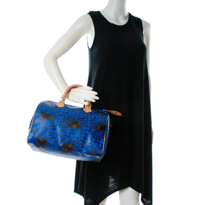 Louis Vuitton Monogram Kusama Town Speedy 30 Blue 2 of 7
