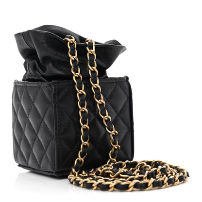 Chanel Calfskin Quilted Mini Drawstring Bucket Bag Black 3 of 10