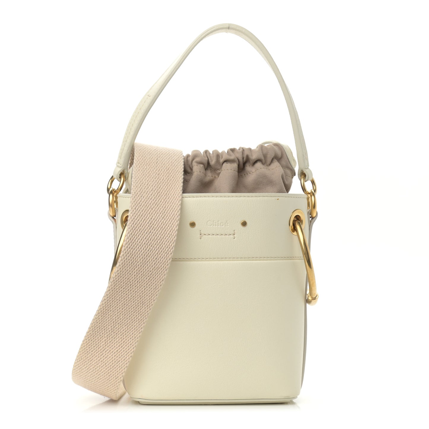 Smooth Calfskin Mini Roy Bucket Bag Natural White