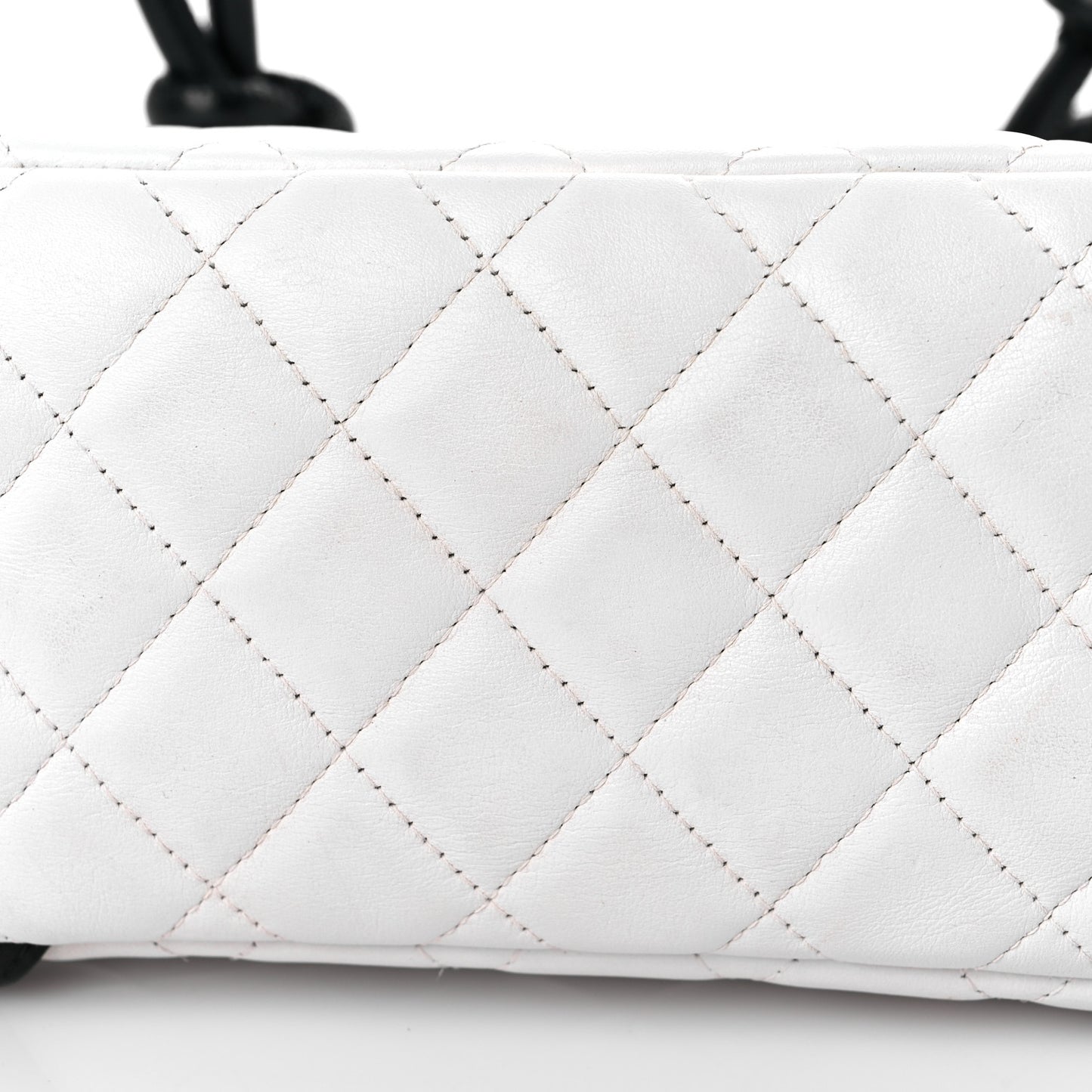 Calfskin Quilted Large Cambon Bowler White Black