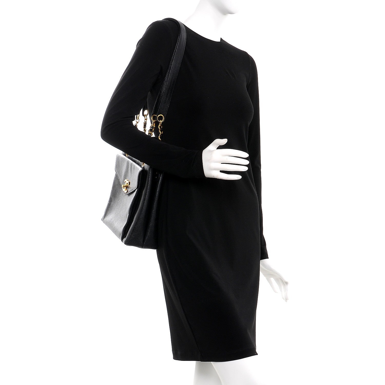Chanel Caviar Flap Shoulder Bag Black 2 of 8