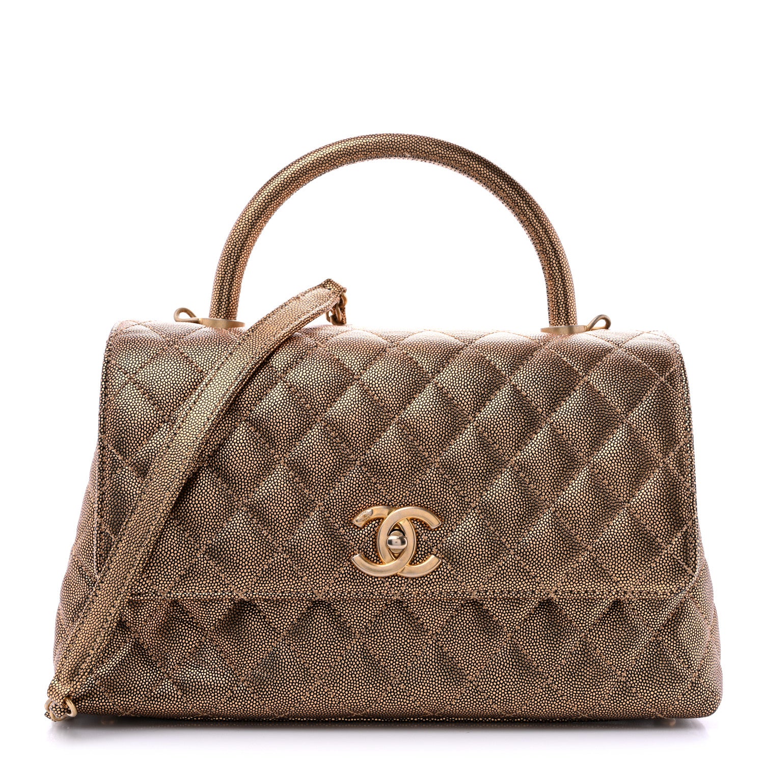 Chanel Metallic Caviar Quilted Small Coco Handle Flap Gold 1 of 13