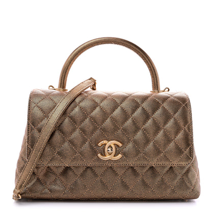 Chanel Metallic Caviar Quilted Small Coco Handle Flap Gold 1 of 13