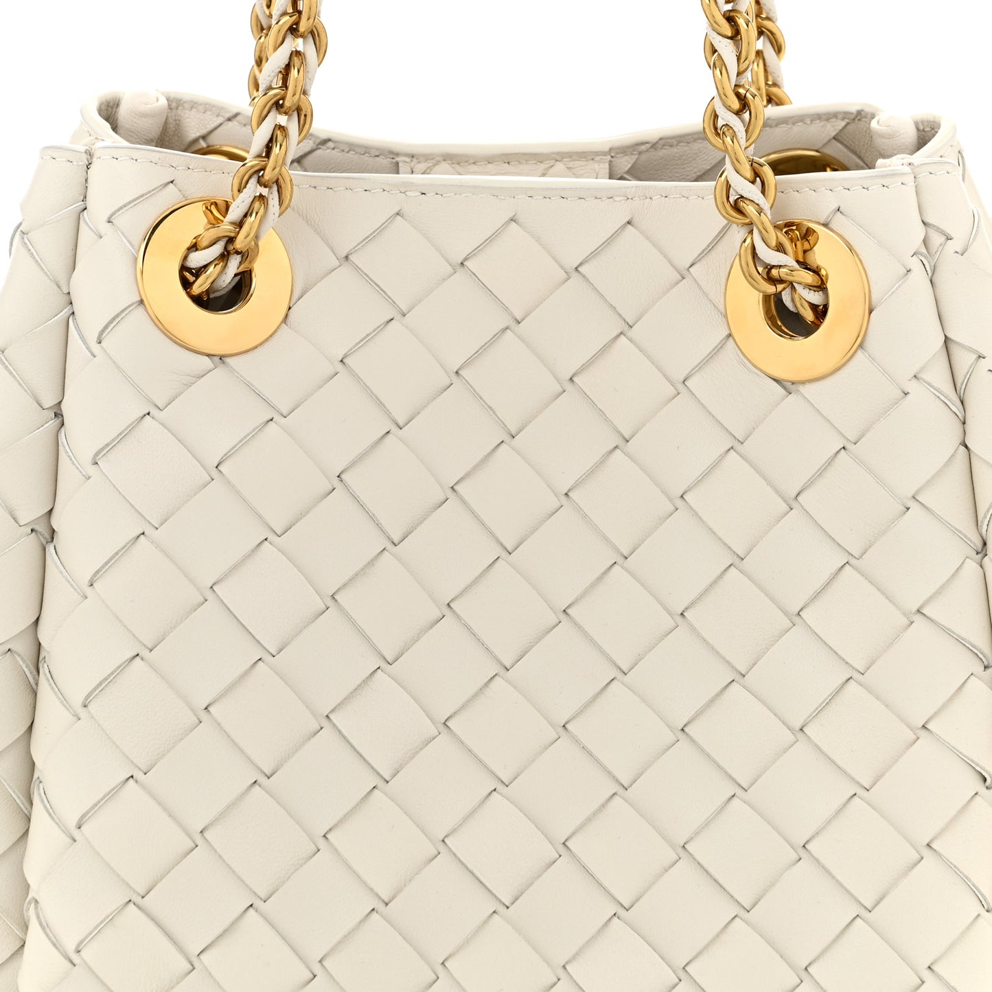 Nappa Intrecciato Small Parachute Chain Shoulder Bag Chalk