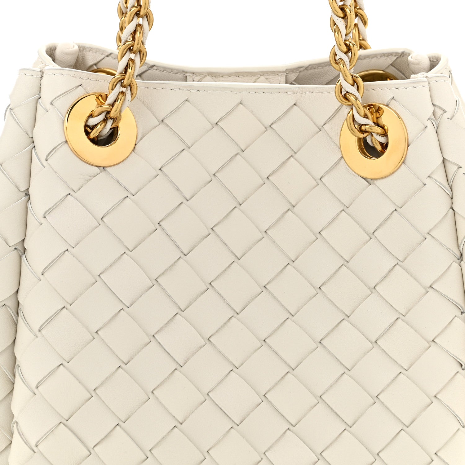 Bottega Veneta Nappa Intrecciato Small Parachute Chain Shoulder Bag Chalk 7 of 11