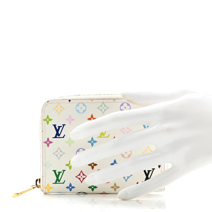 Louis Vuitton Monogram Multicolor Zippy Coin Purse Wallet White Litchi 2 of 7