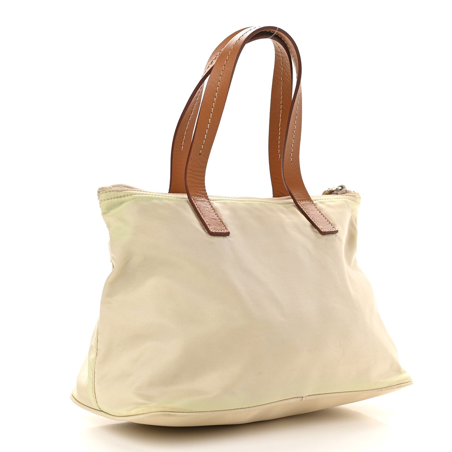 Tessuto Nylon Calfskin Tote Beige