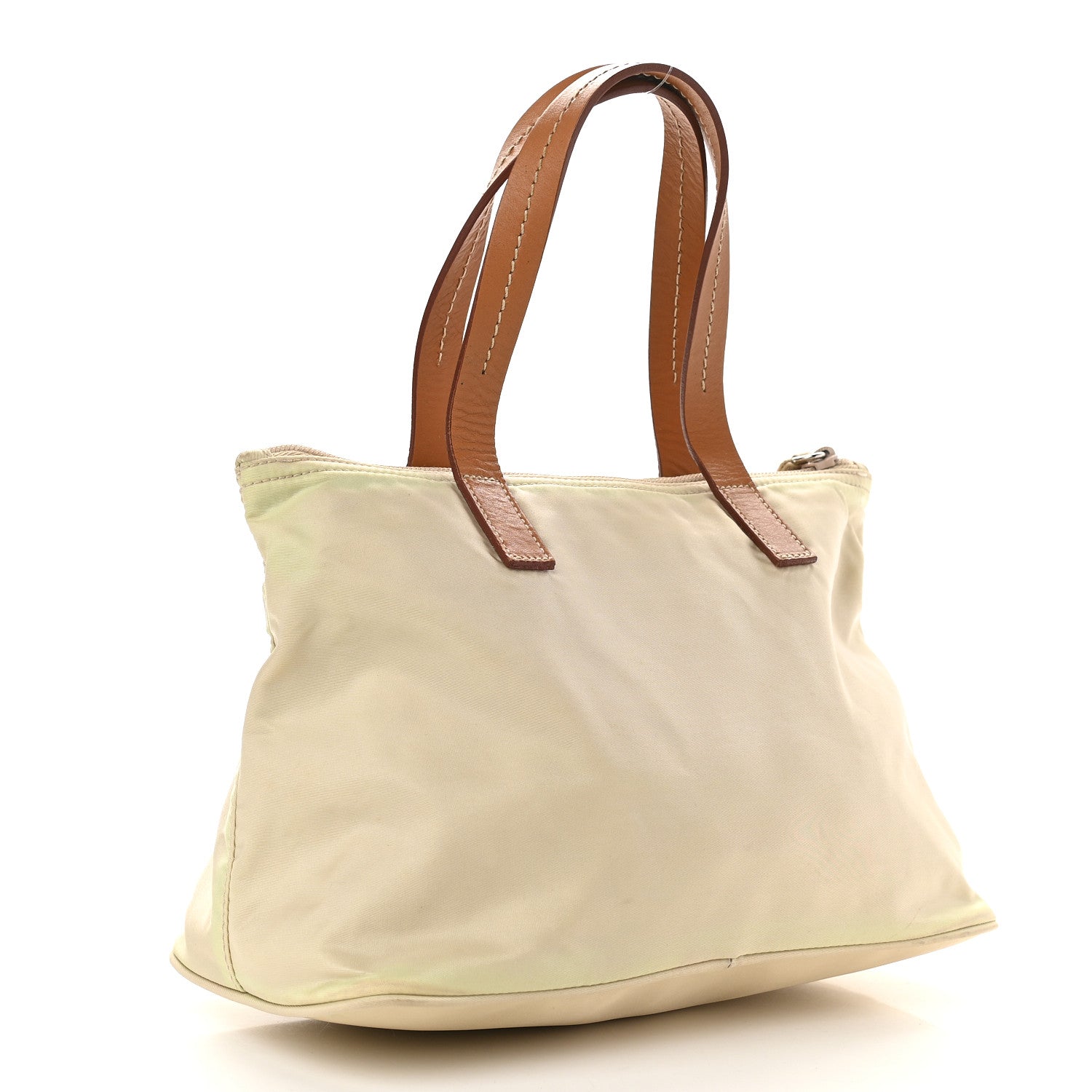 Prada Tessuto Nylon Calfskin Tote Beige 3 of 9