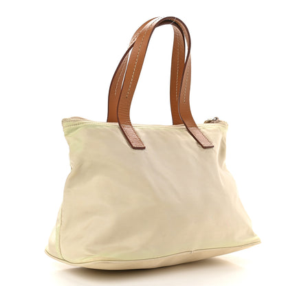 Prada Tessuto Nylon Calfskin Tote Beige 3 of 9