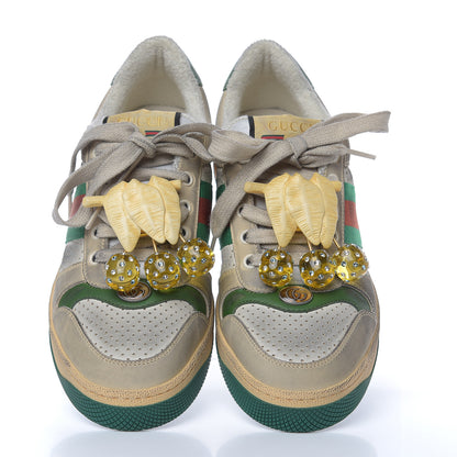 Gucci Nubuck Web Cherries Womens Screener Sneakers 39 Dusty Milk White Vintage Green 5 of 9