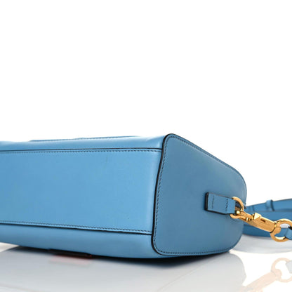 Valentino Garavani Vitello VLogo Boston Bag Blue 6 of 8