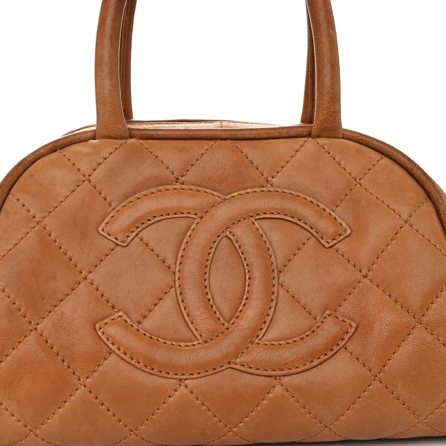 Calfskin Quilted Small Bowler Gold