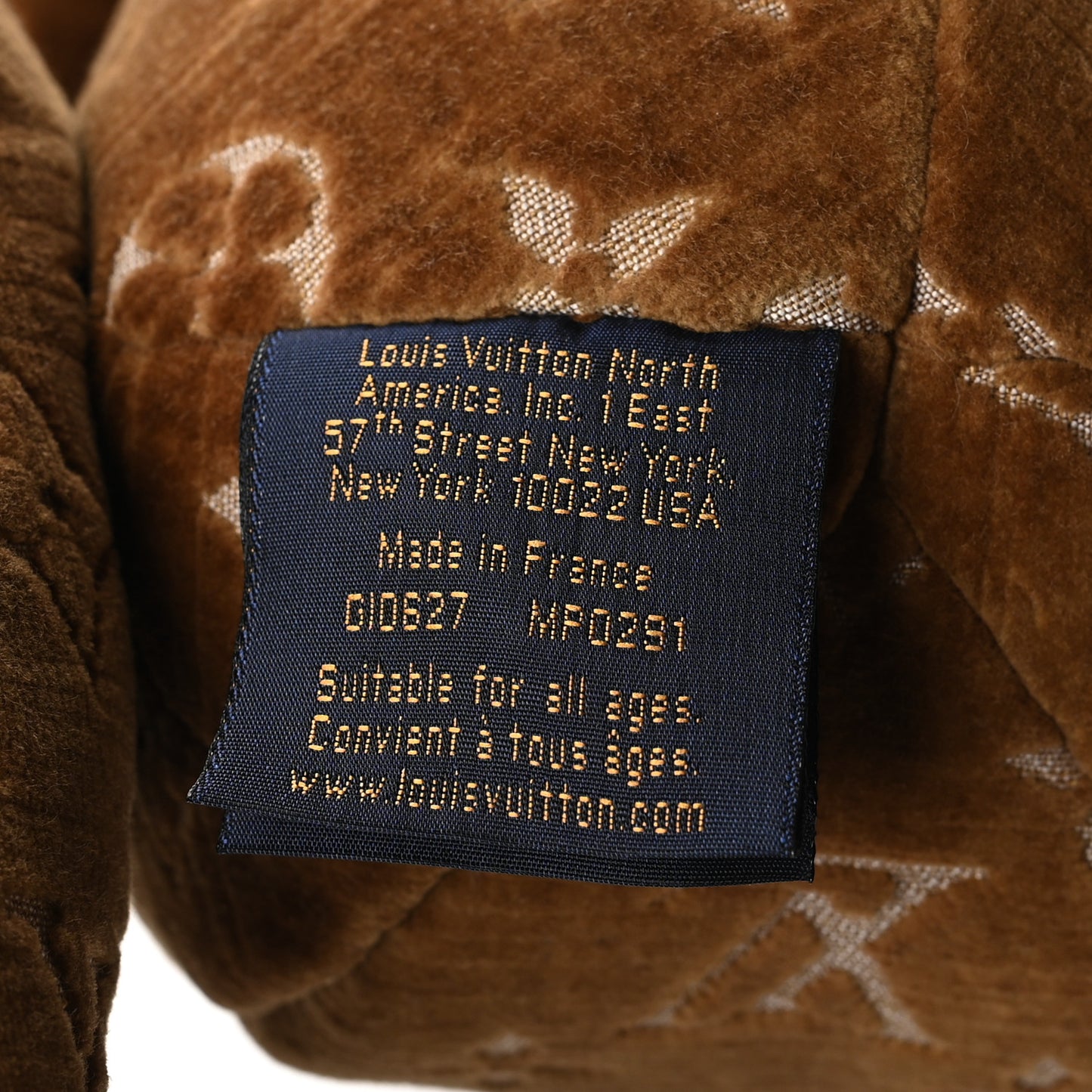 Velvet Calfskin Monogram DouDou Teddy Bear Natural