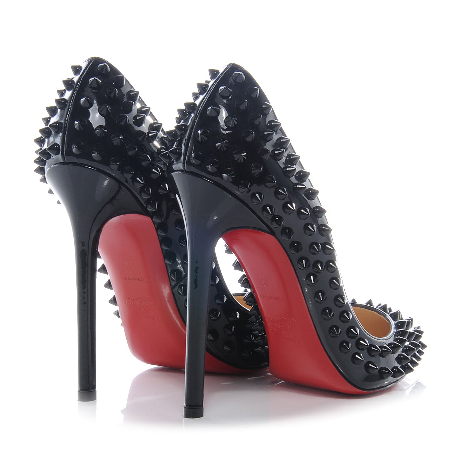 Christian Louboutin Patent Pigalle Spikes 120 Pumps 38 Black 4 of 6