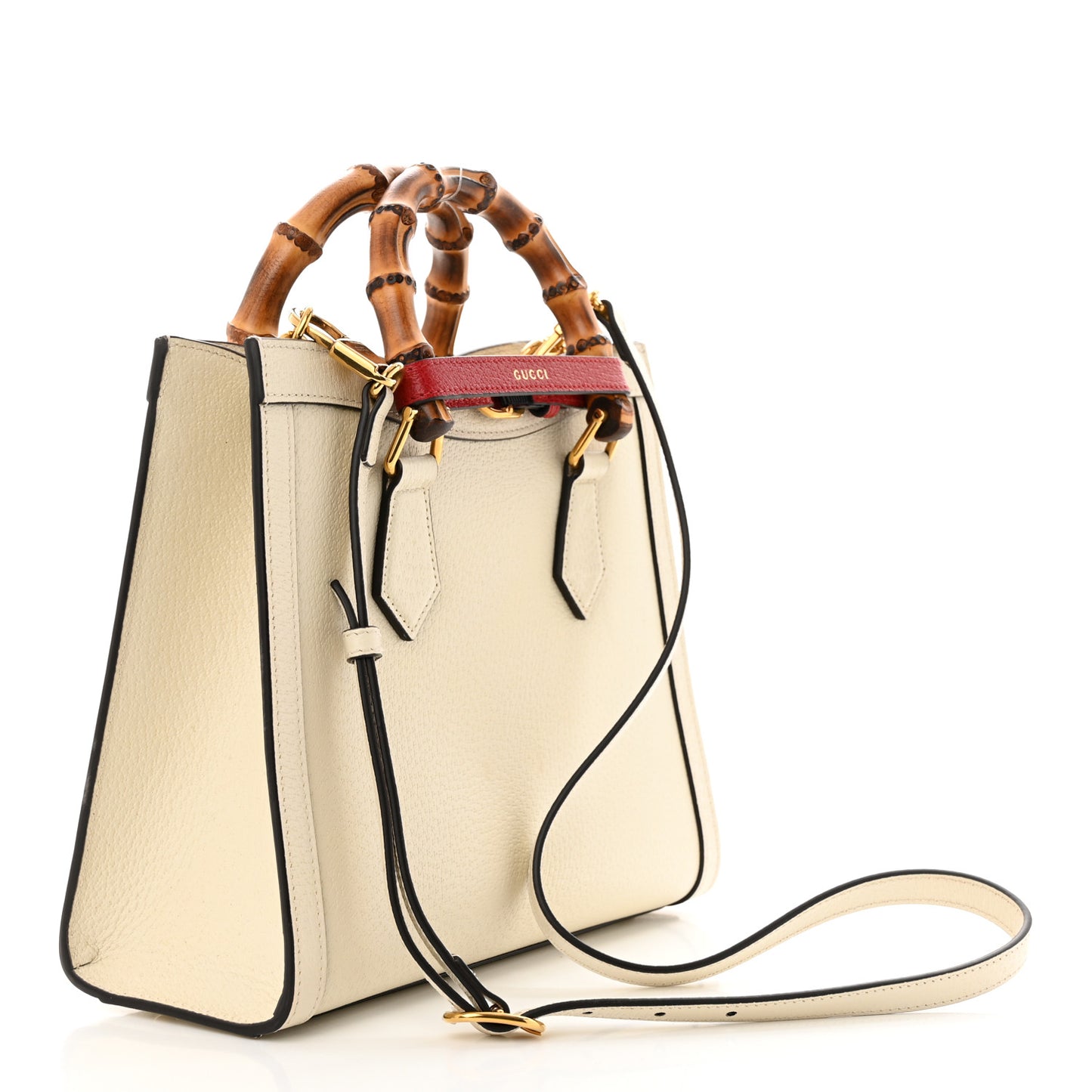 Textured Dollar Calfskin Web Small Diana Tote Bag Mystic White