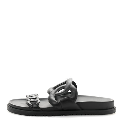 Hermes Nappa Extra Sandals 38 Black 1 of 9