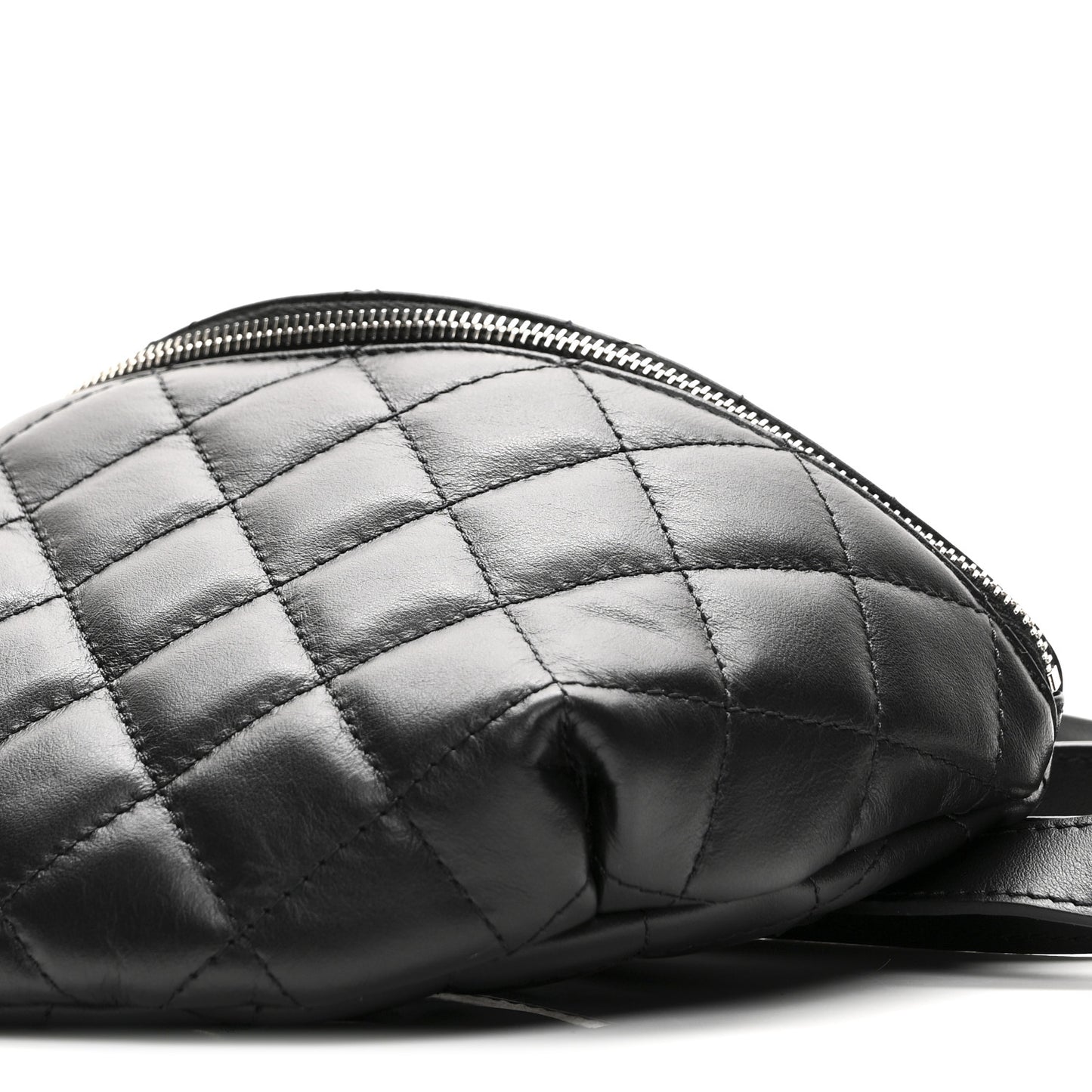 Calfskin Quilted Waist Belt Bag Black