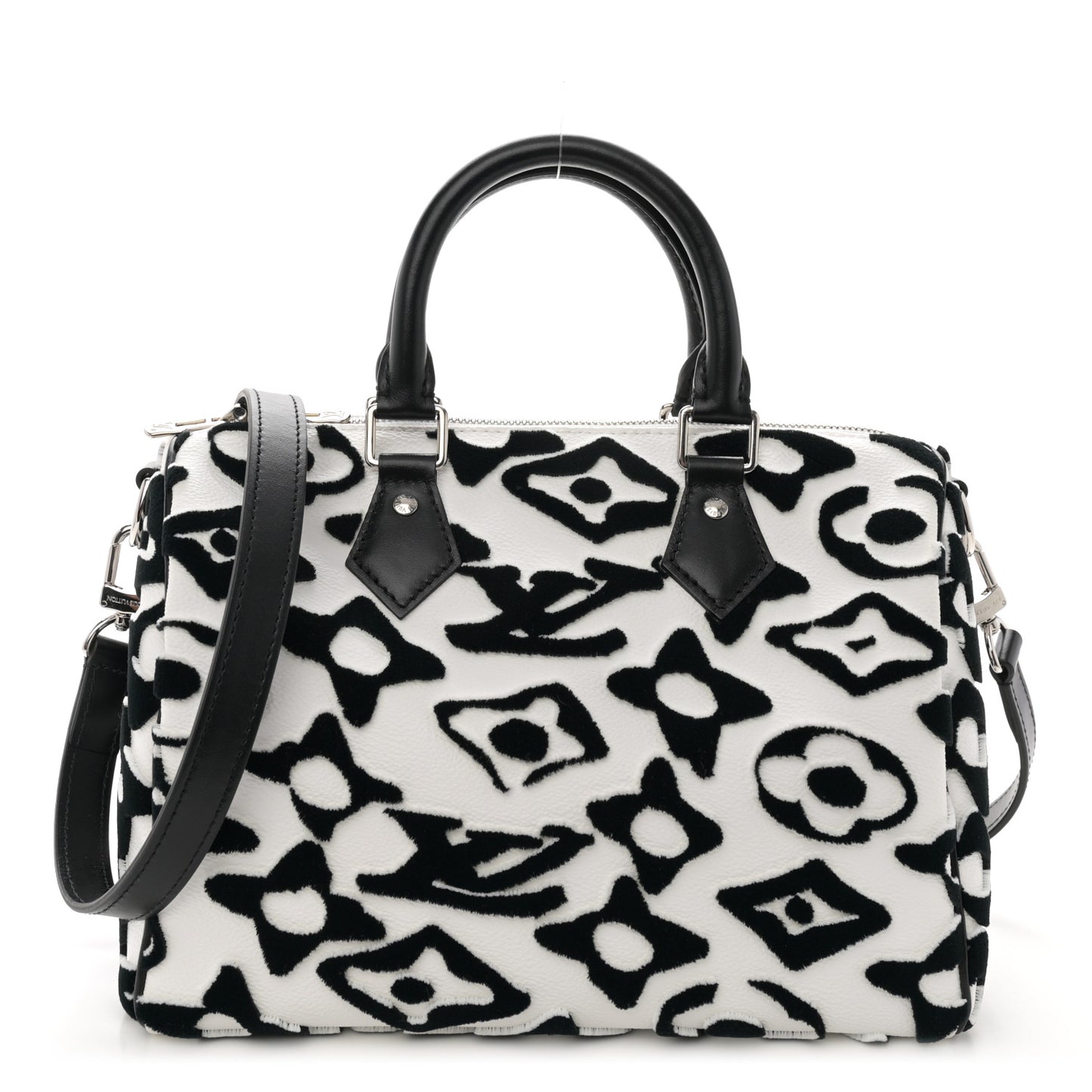 X UF Tufted Monogram Speedy Bandouliere 25 White Black