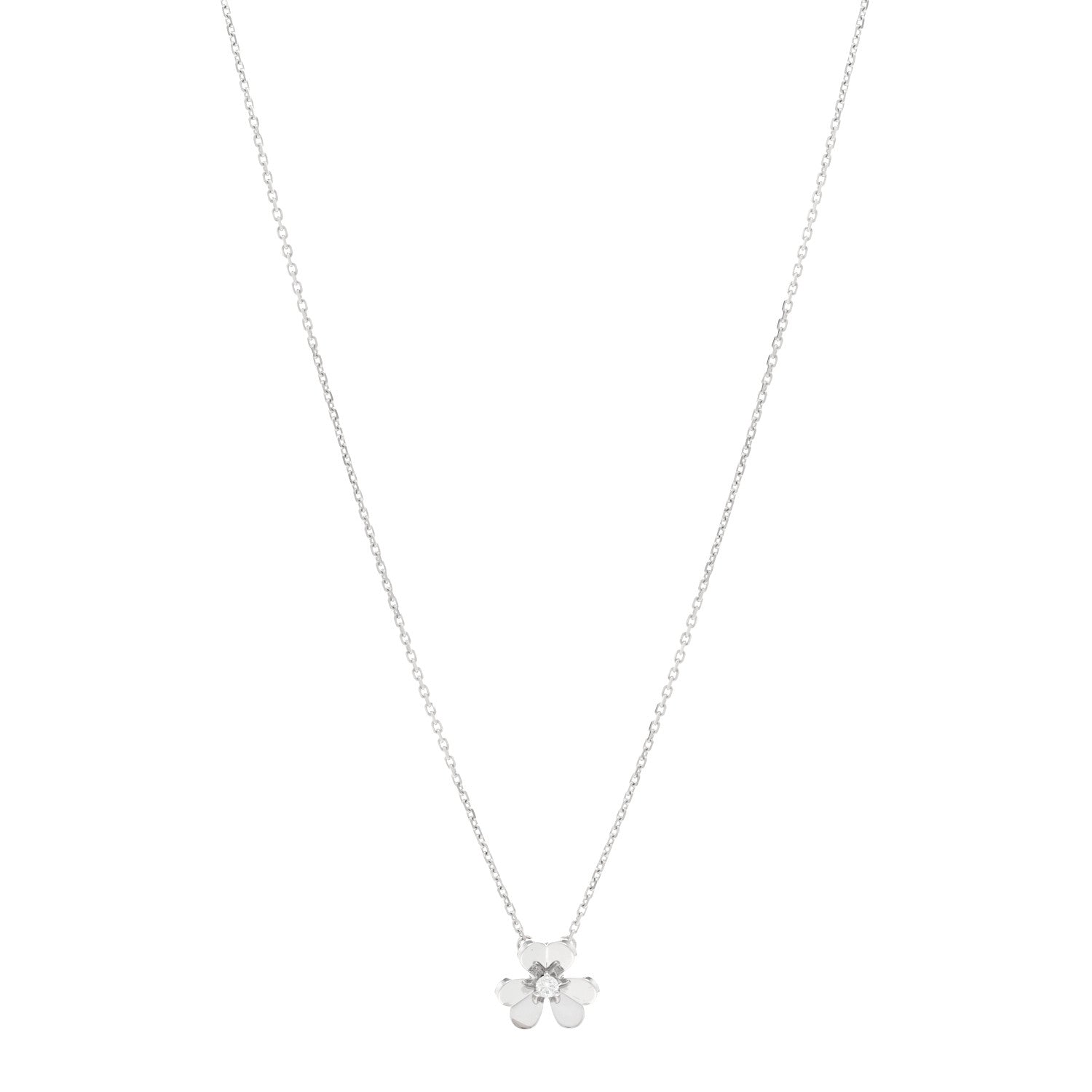 Van Cleef & Arpels 18K White Gold Diamond Mini Frivole Pendant Necklace 1 of 6