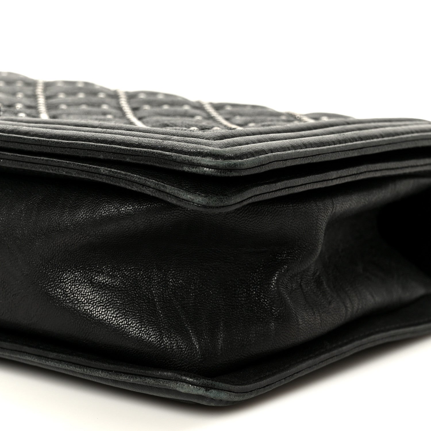 Chanel Crumpled Lambskin New Medium Studded Boy Flap Black 10 of 11