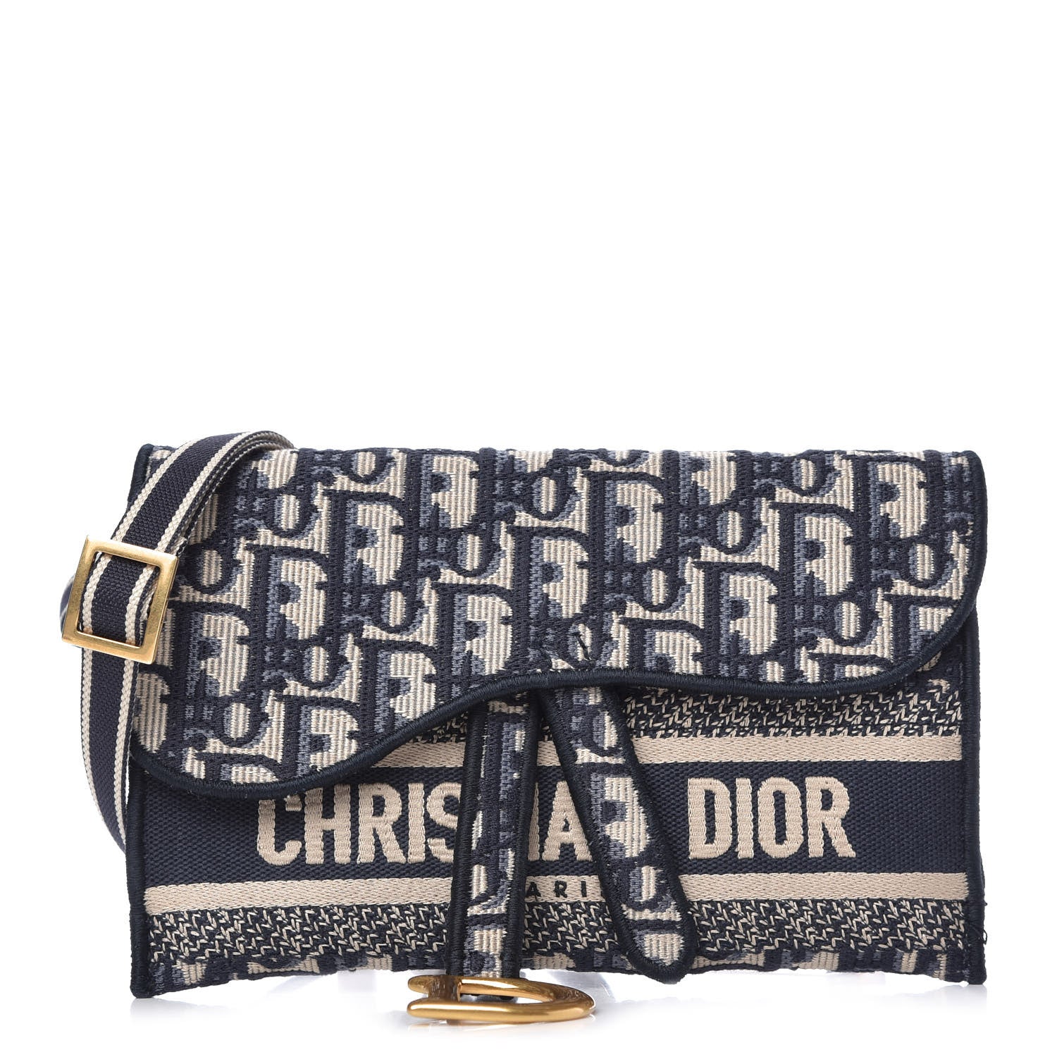 Christian Dior Oblique Slim Saddle Pouch Blue 1 of 10