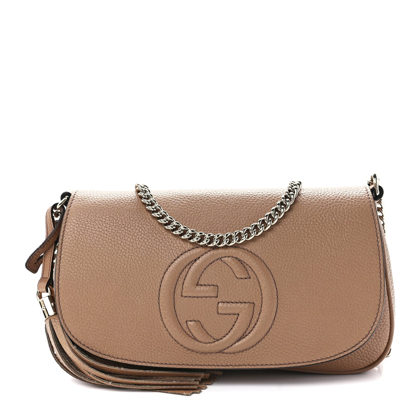 Pebbled Calfskin Medium Soho Flap Crossbody Camelia