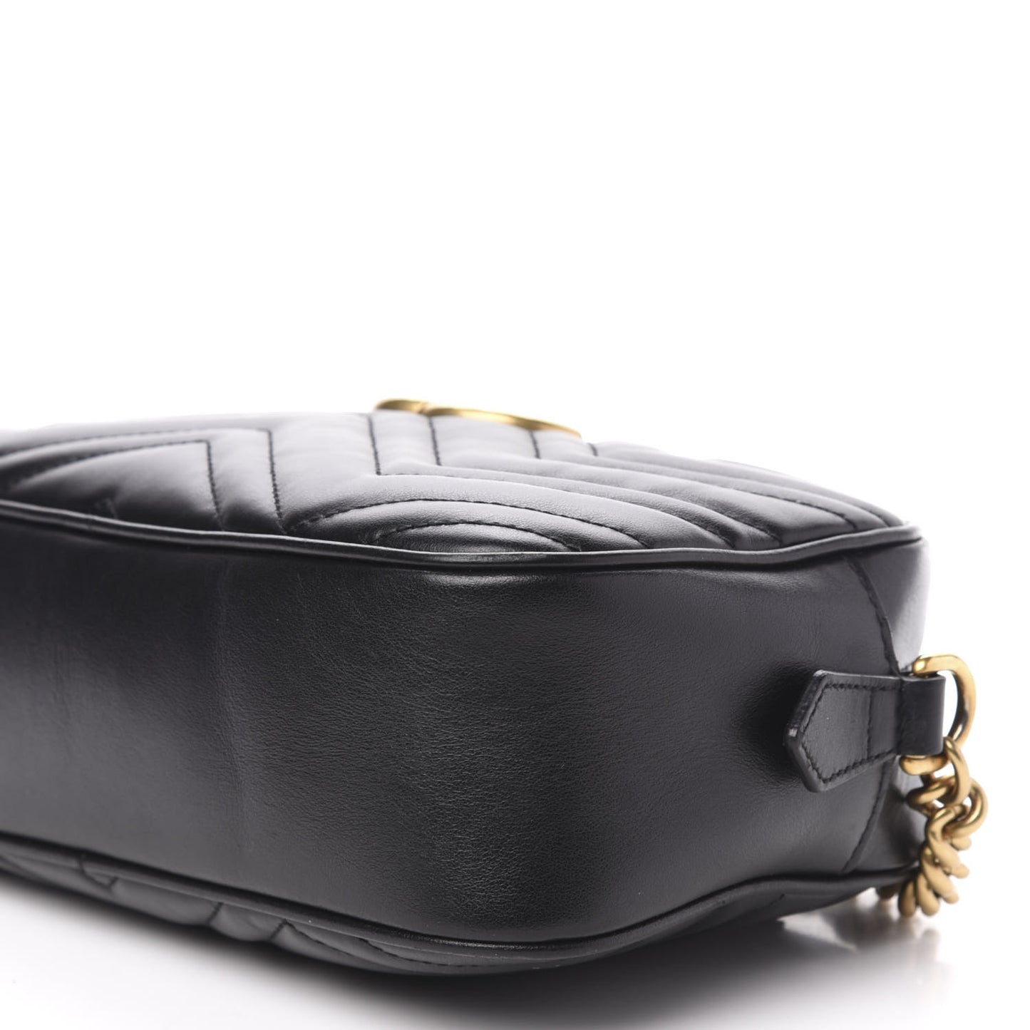 Calfskin Matelasse Small GG Marmont Chain Shoulder Bag Black