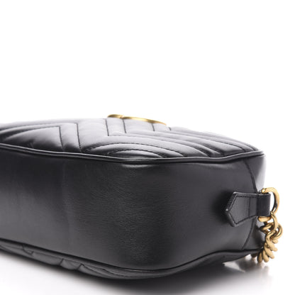 Gucci Calfskin Matelasse Small GG Marmont Chain Shoulder Bag Black 9 of 11